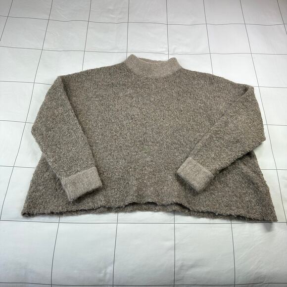 7115 By Szeki Sweaters - 7115 by Szeki Sweater Womens Small Taupe Mock Neck Knit Alpaca Wool Blend Luxury
